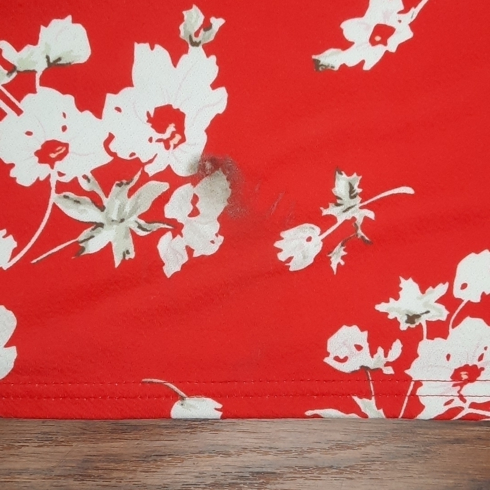 Boutique Red Floral Button Front Summer Dress - Picture 6 of 6